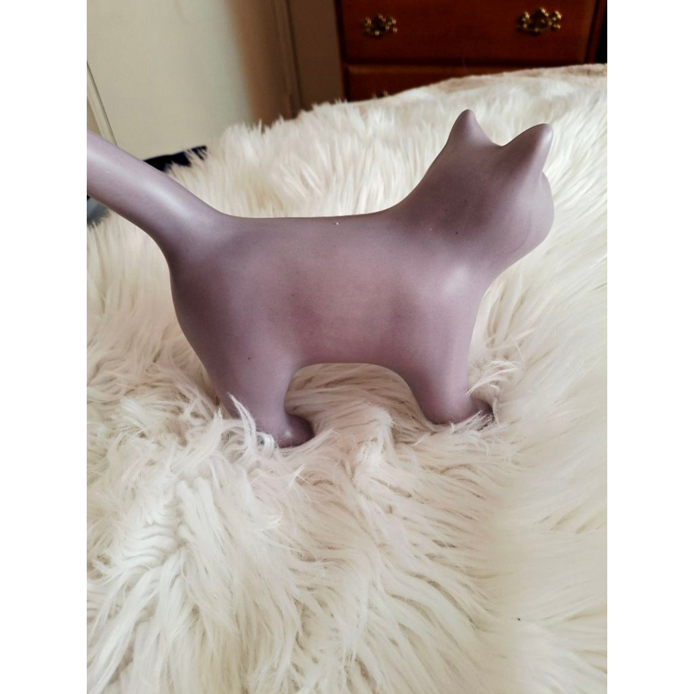 Venice Clay Lavender Cat Sculpture Artisan pottery vintage signed collectible - Picture 7 of 7